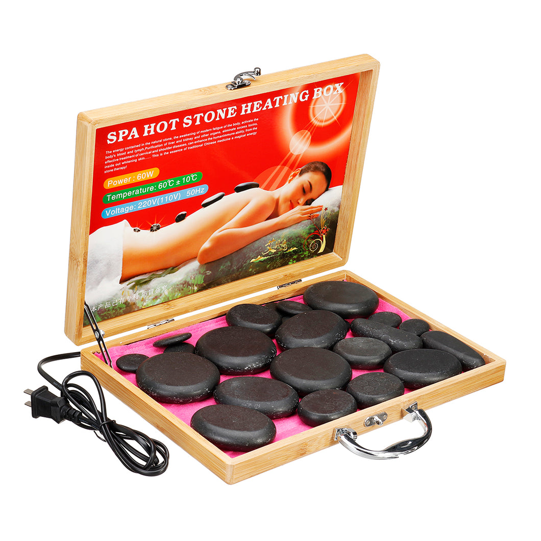 110-220V Massage Stone Heater Kit with 22Pcs Therapy Rocks